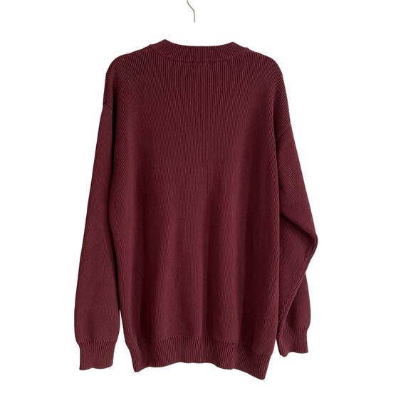 Vintage LL Bean Burgundy 5 Button Henley Cotton Fisherman Knit Sweater XXL Tall - Picture 2 of 15